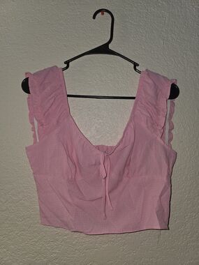 Primark Pink Ruffle Tie-Front Crop Top